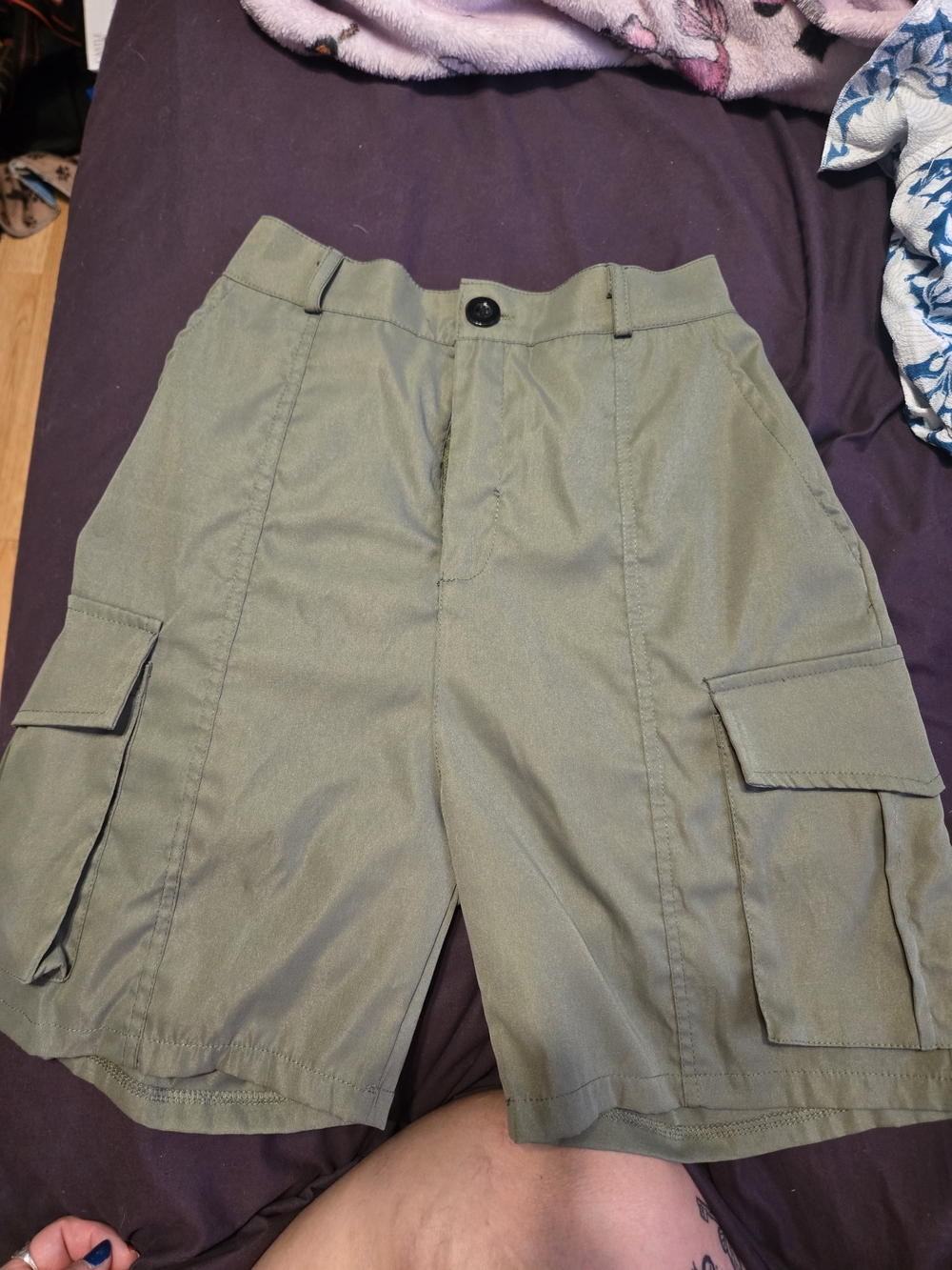 Kids Olive Cargo Shorts with Utility Pockets